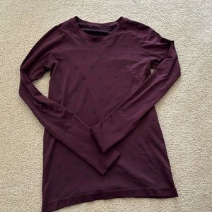 Lululemon Maroon colored long sleeve swiftly tech shirt